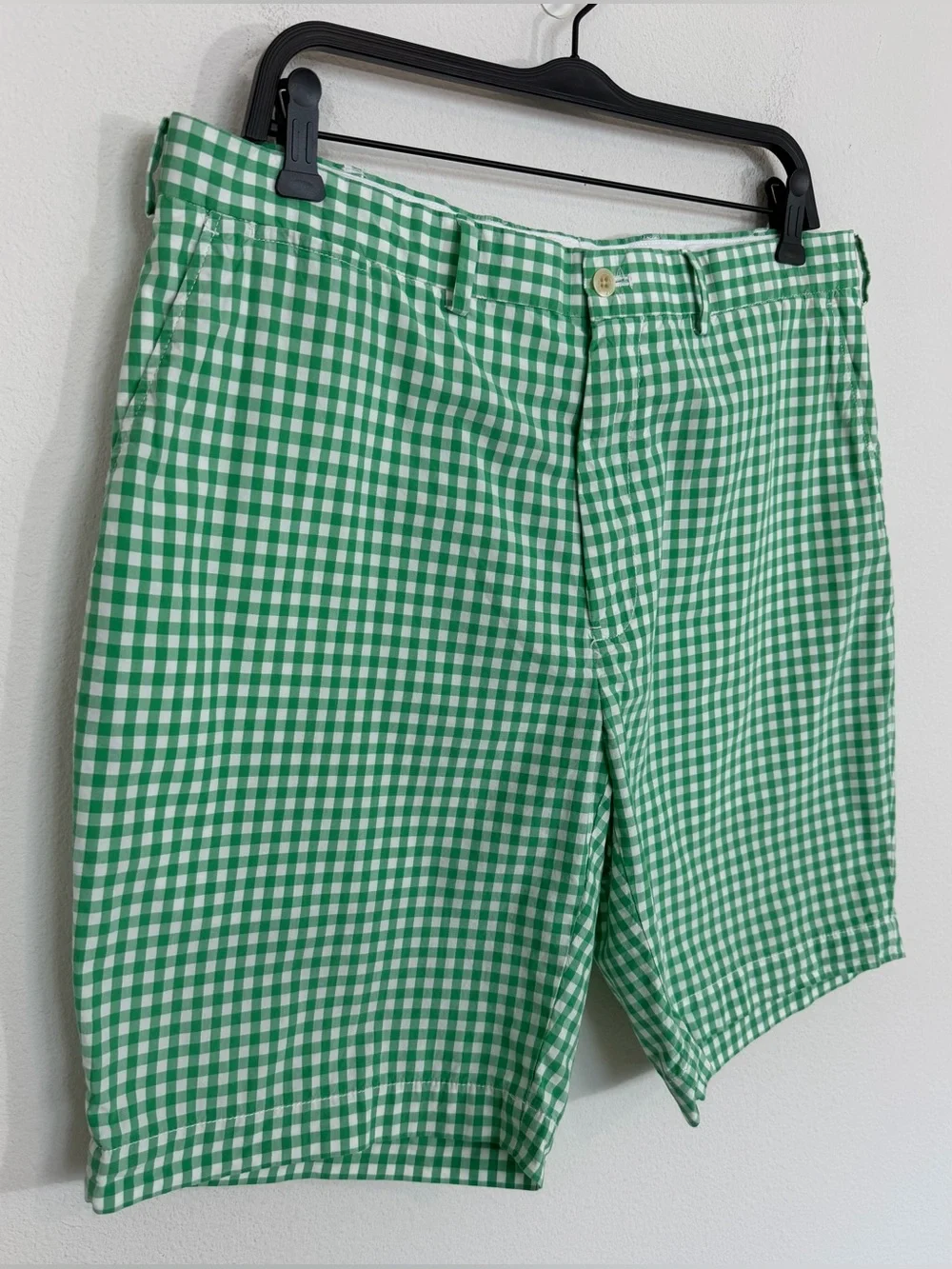 Polo Golf White Green Gingham Shorts RL Preppy Size 36